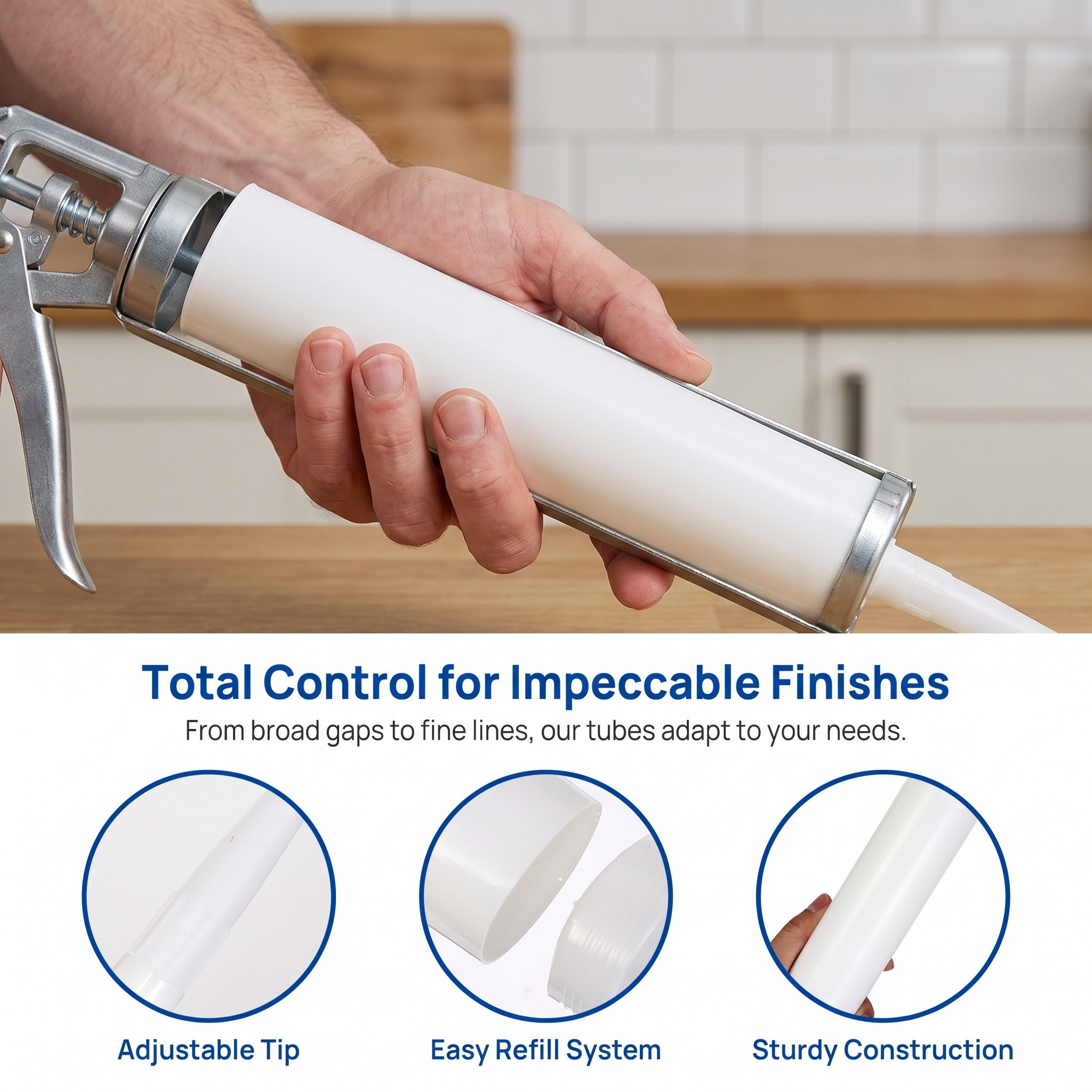 Home Improvement Usa - Refillable Empty Caulk Tubes 5Pcs 33x4.6cm