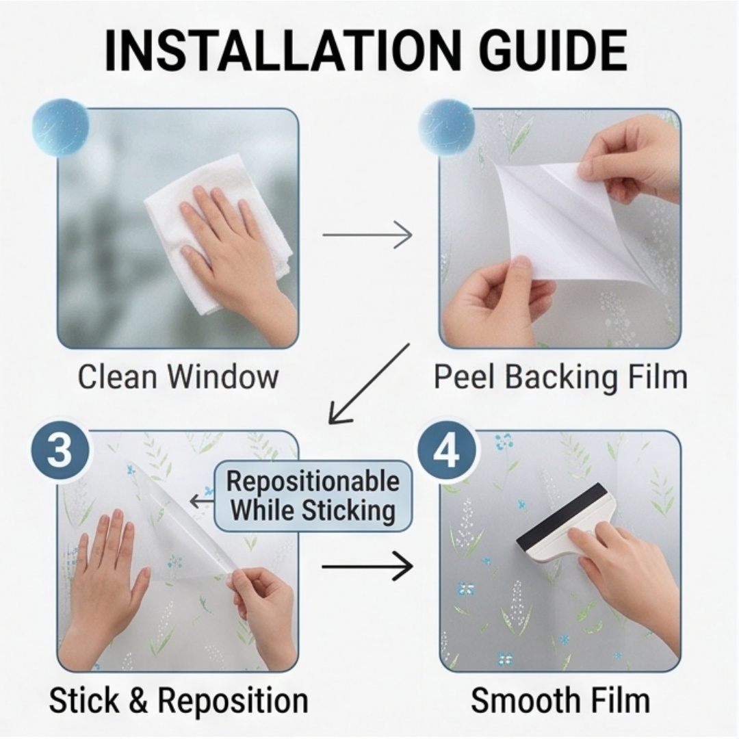 Self‑Adhesive Blue Wildflower  - огляд і ціна Window Insulation Film
