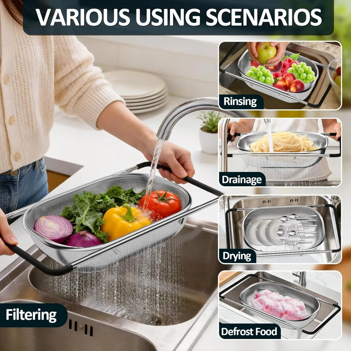 Over The Sink Colander Straine - огляд і ціна Sink Drain Strainer